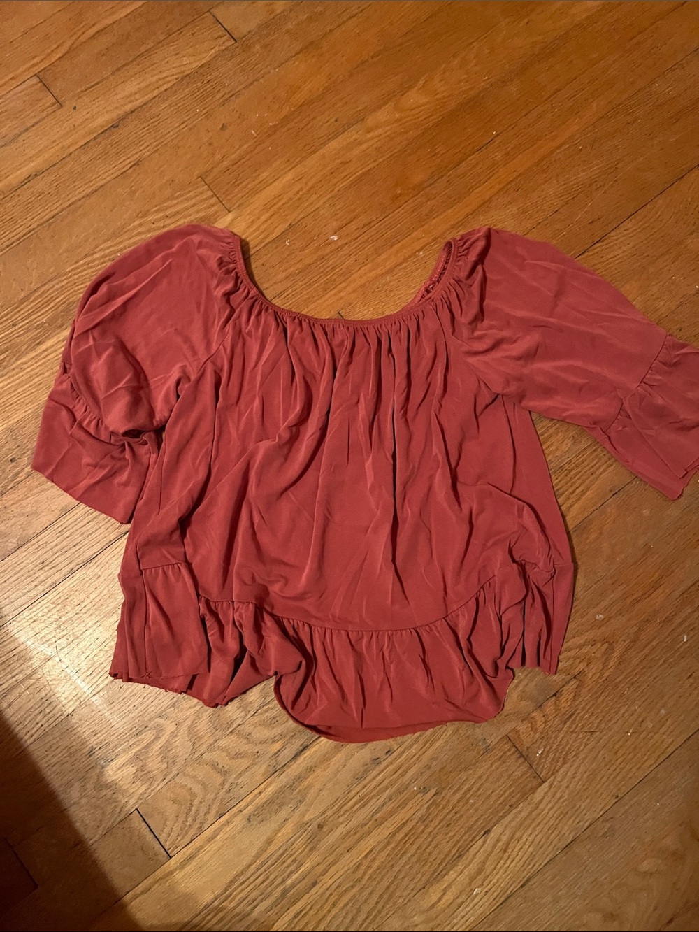lavender field Rust Blouson Puff-Sleeve Top